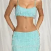 Aerin Fringed Bralette in Aqua Blue