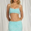 Aerin Fringed Bralette in Aqua Blue