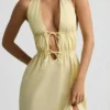 Aeris Backless Cotton-Poplin Midaxi Dress in Lemon Yellow