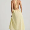 Aeris Backless Cotton-Poplin Midaxi Dress in Lemon Yellow