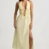 Aeris Backless Cotton-Poplin Midaxi Dress in Lemon Yellow