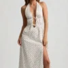 Aeris Backless Cotton-Poplin Midaxi Dress in Rose Print