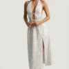 Aeris Backless Cotton-Poplin Midaxi Dress in Rose Print