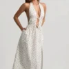 Aeris Backless Cotton-Poplin Midaxi Dress in Rose Print