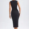 Aiko Sweetheart-Neck Midaxi Dress in Black