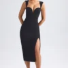 Aiko Sweetheart-Neck Midaxi Dress in Black