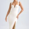 Aiko Sweetheart-Neck Midaxi Dress in Ivory