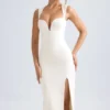 Aiko Sweetheart-Neck Midaxi Dress in Ivory