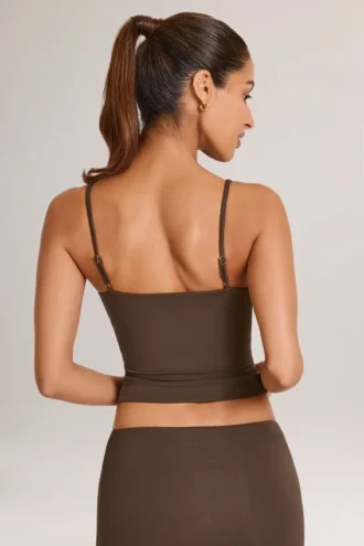 Ailany Modal Scoop-Neck Tank Top in Chocolate Brown
