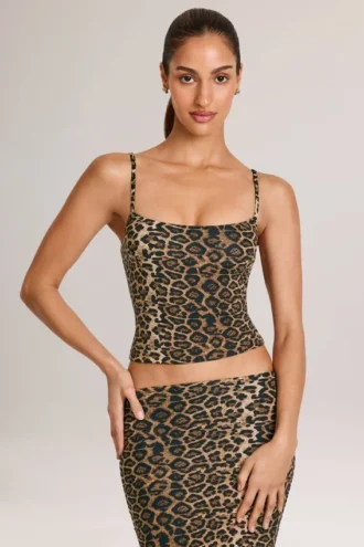 Ailany Modal Scoop-Neck Tank Top in Leopard Print