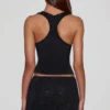 Aine Embellished Jersey Scoop-Neck Racerback Top in Black