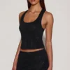 Aine Embellished Jersey Scoop-Neck Racerback Top in Black