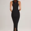 Ainslee Modal Square-Neck Bodycon Midi Dress in Black