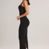 Ainslee Modal Square-Neck Bodycon Midi Dress in Black