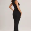 Ainslee Modal Square-Neck Bodycon Midi Dress in Black