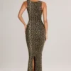 Ainslee Modal Square-Neck Bodycon Midi Dress in Leopard Print