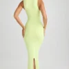 Ainslee Modal Square-Neck Bodycon Midi Dress in Matcha Green