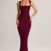 Ainslee Modal Square-Neck Bodycon Midi Dress in Wine