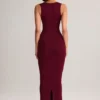Ainslee Modal Square-Neck Bodycon Midi Dress in Wine