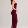 Ainslee Modal Square-Neck Bodycon Midi Dress in Wine
