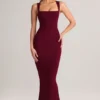 Ainslee Modal Square-Neck Bodycon Midi Dress in Wine