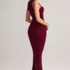 Ainslee Modal Square-Neck Bodycon Midi Dress in Wine