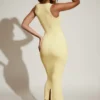 Ainslee Square Neck Midi Dress in Pastel Yellow