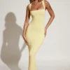 Ainslee Square Neck Midi Dress in Pastel Yellow