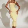 Ainslee Square Neck Midi Dress in Pastel Yellow