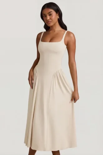 Aireen Modal A-Line Midaxi Dress in Ivory