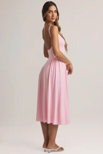 Aireen Modal A-Line Midaxi Dress in Pastel Pink