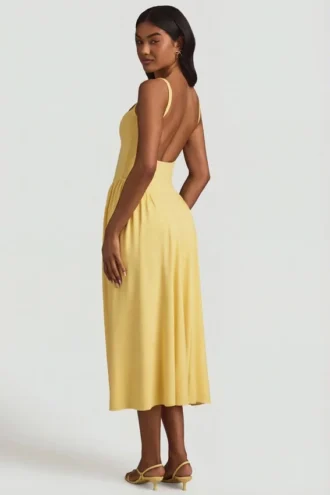 Aireen Modal A-Line Midaxi Dress in Pastel Yellow