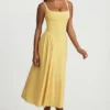 Aireen Modal A-Line Midaxi Dress in Pastel Yellow