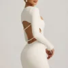 Akari Pearl-Detail Cut-Out Mini Dress in Ivory