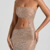 Alamea Embellished Cut-Out Bandeau Maxi Dress in Honey