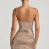 Alanni Embellished Cut-Out Mini Dress in Honey