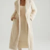 Alaska Long Shearling Coat in Cream
