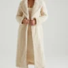 Alaska Long Shearling Coat in Cream