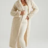 Alaska Long Shearling Coat in Cream