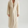 Alaska Long Shearling Coat in Cream