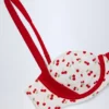Albena Contrast Underwired Balconette Bikini Top in Cherry Print
