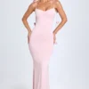 Aldona Slinky Jersey Floral-Appliqué&nbsp;Gown in Blush