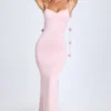 Aldona Slinky Jersey Floral-Appliqué&nbsp;Gown in Blush