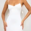 Aldona Slinky Jersey Rose Detail Evening Gown in White