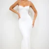 Aldona Slinky Jersey Rose Detail Evening Gown in White