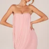 Alessandra Bandeau Draped Mini Dress in Blush Pink
