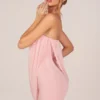 Alessandra Bandeau Draped Mini Dress in Blush Pink