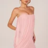Alessandra Bandeau Draped Mini Dress in Blush Pink