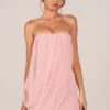 Alessandra Bandeau Draped Mini Dress in Blush Pink