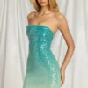 Alessi Bandeau Mini Dress in Blue Ombre